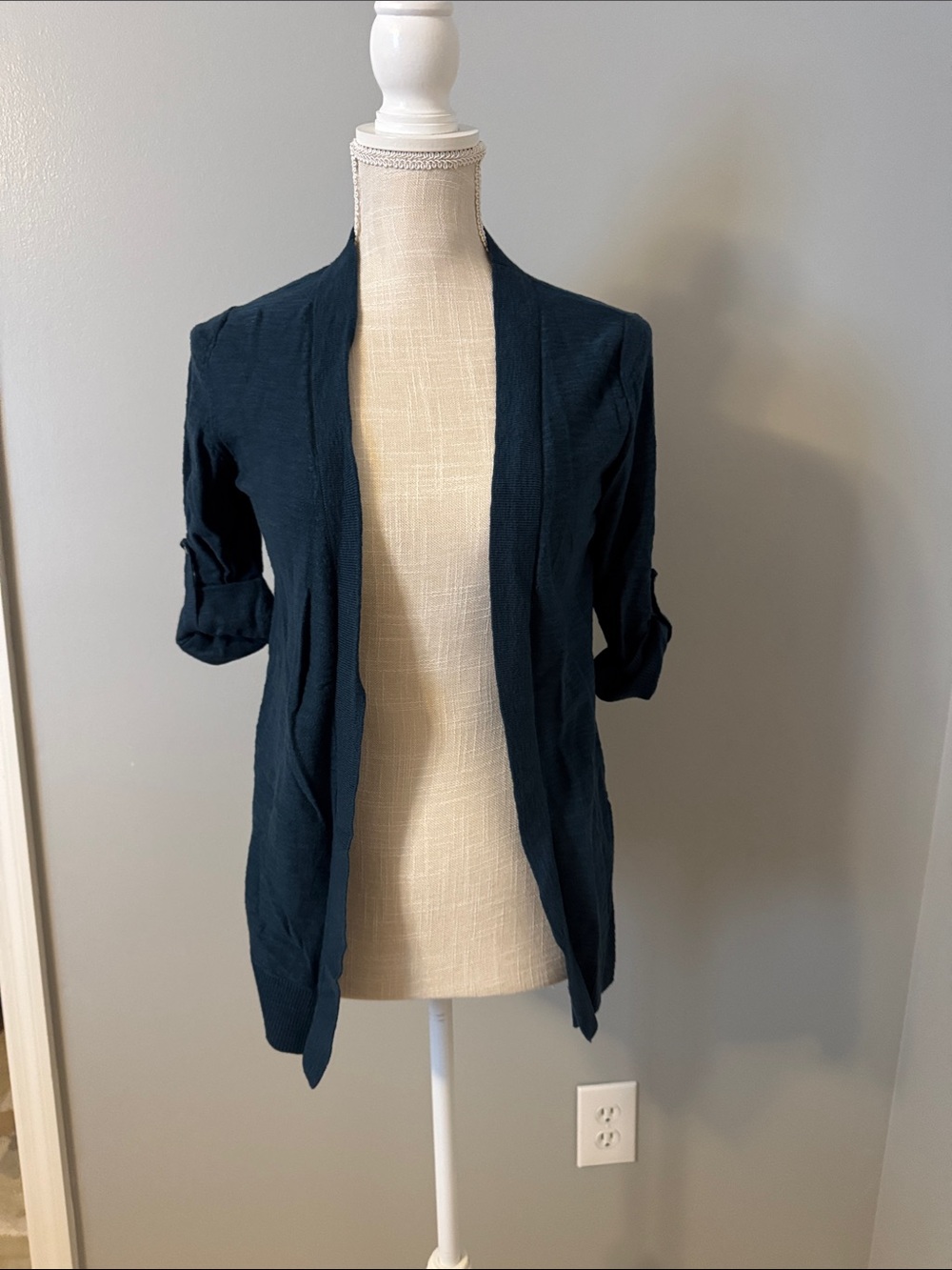 Open-Front dark teal Women's Cardigan Sweater